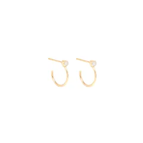 14k opal thin huggie hoops