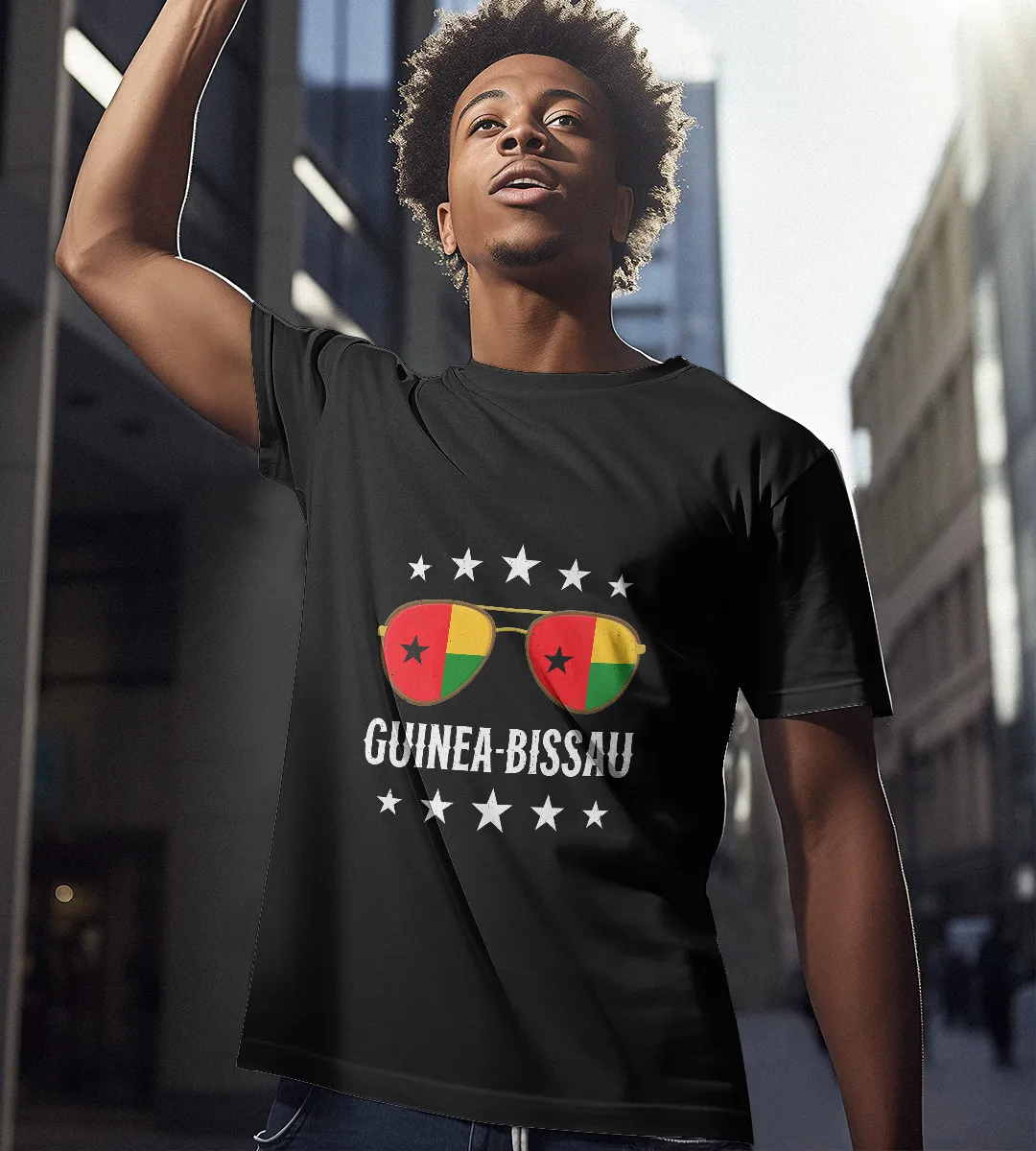 1sttheworld T-Shirt - Guinea Bissau Sunglasses T-Shirt Black A35