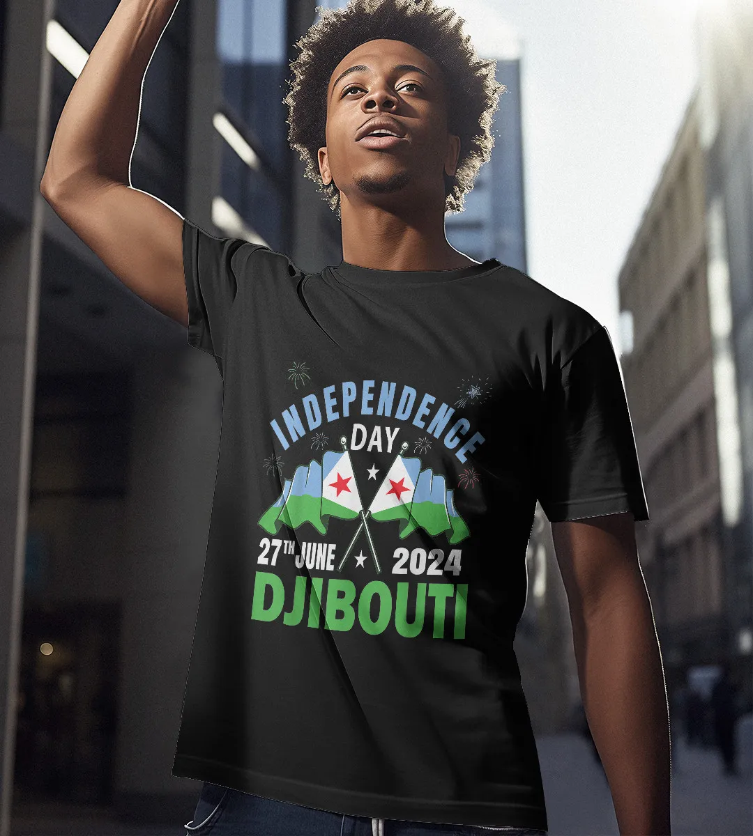 1sttheworld T-Shirt - Happy Independence Day Djibouti T-Shirt Black A35