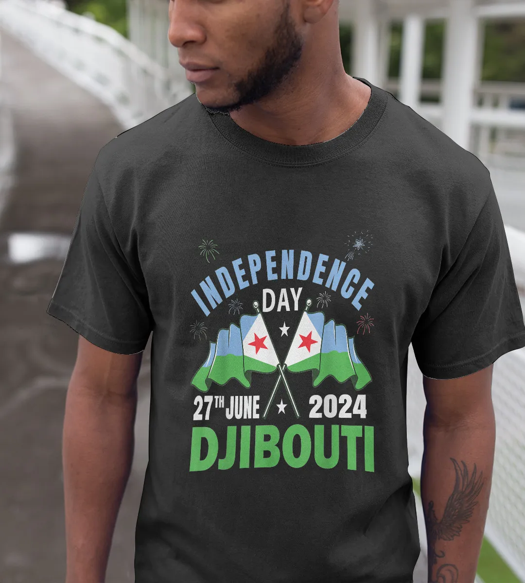 1sttheworld T-Shirt - Happy Independence Day Djibouti T-Shirt Black A35