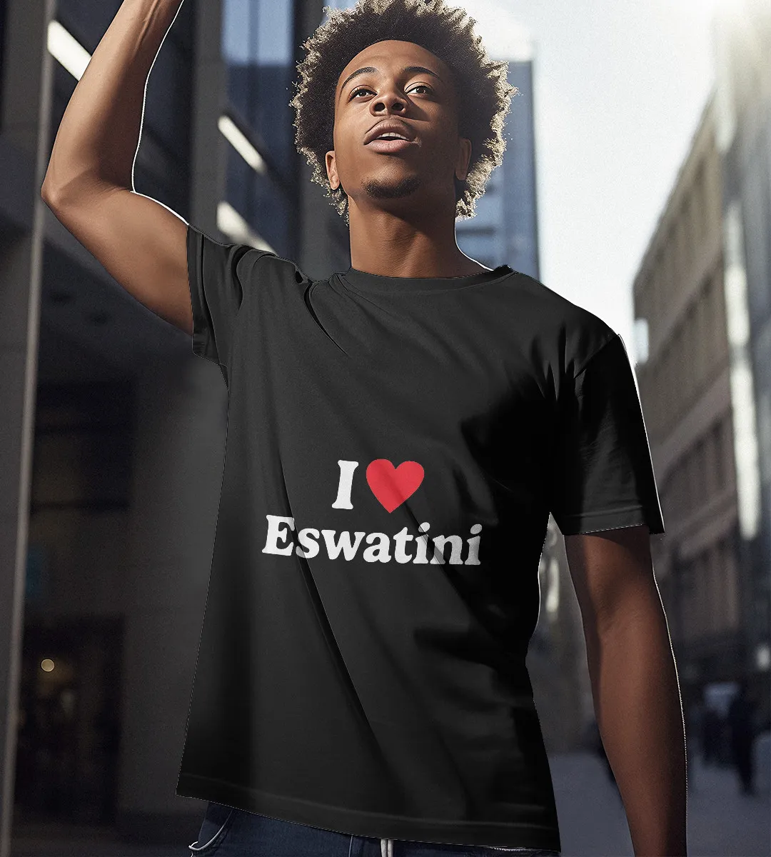 1sttheworld T-Shirt - I love Eswatini T-Shirt Black A35