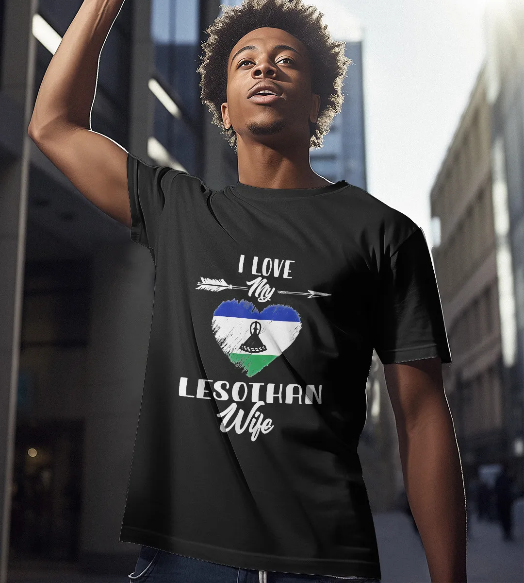 1sttheworld T-Shirt - I Love My Lesothan Wife T-Shirt Black A35