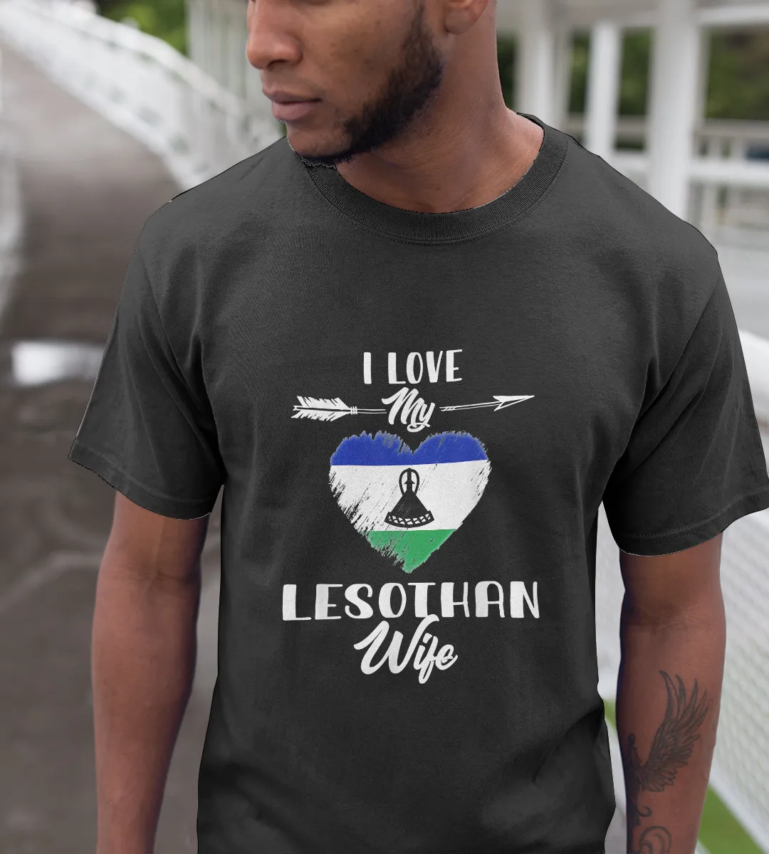 1sttheworld T-Shirt - I Love My Lesothan Wife T-Shirt Black A35