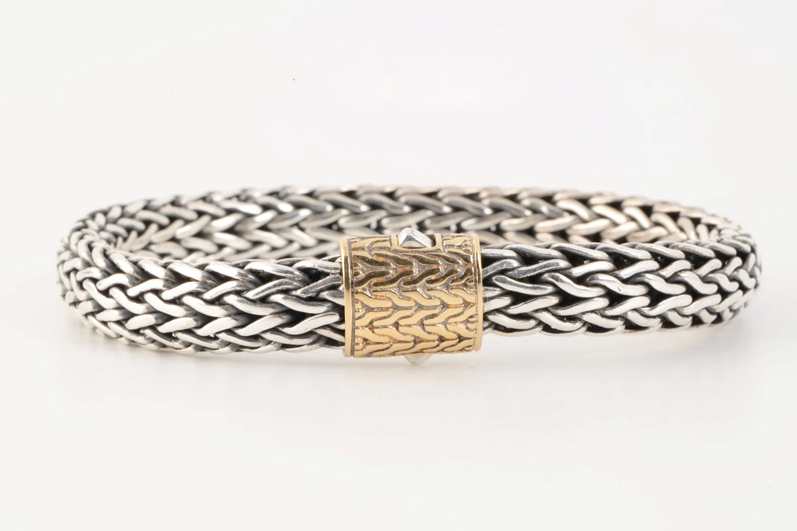 8.5" John Hardy 925 Silver Yellow Gold Classic Woven Bracelet (71.25g.)