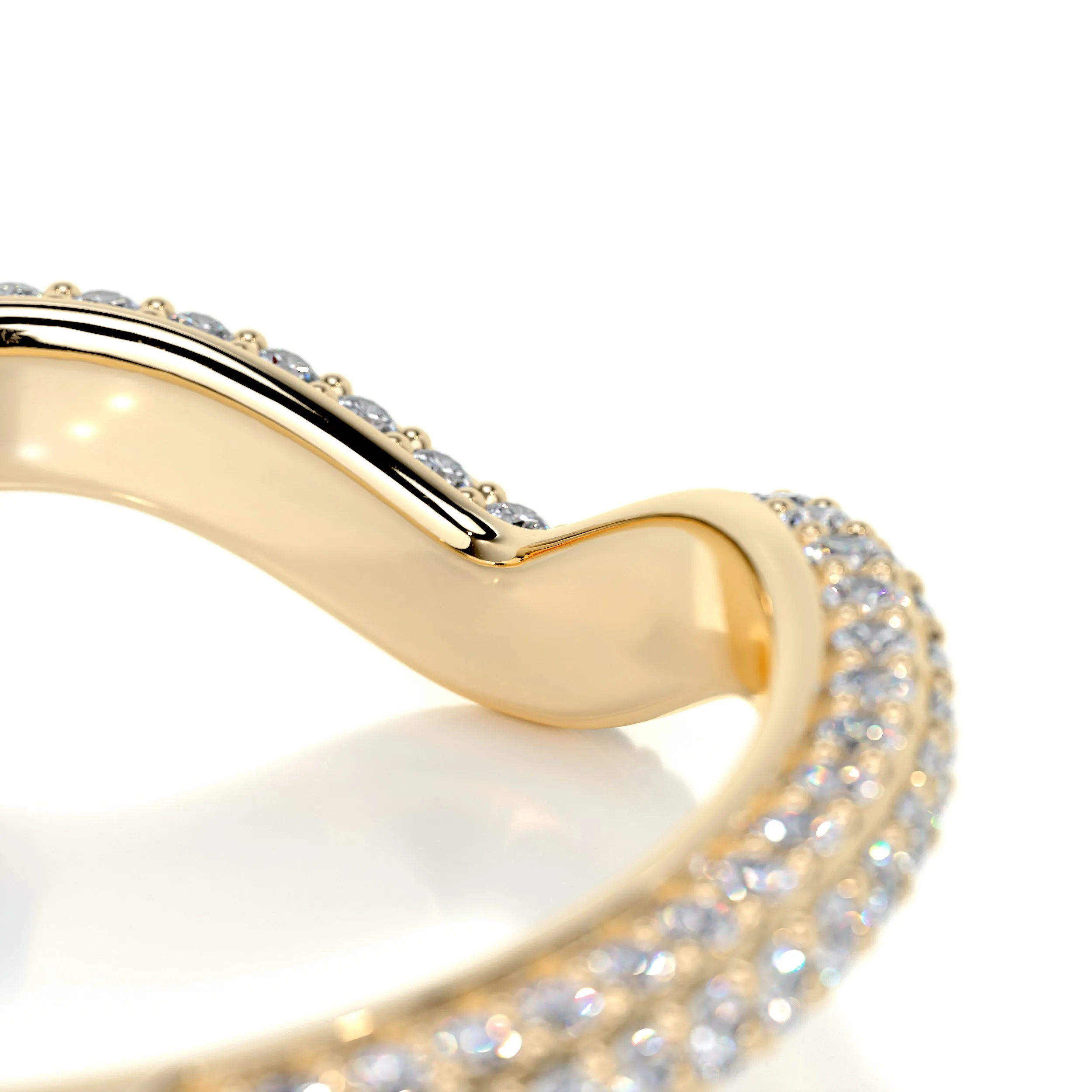 Anastasia Curved Wedding Ring   (0.75 Carat) -18K Yellow Gold