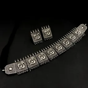 Antique oxidized Peacock Choker Designer set