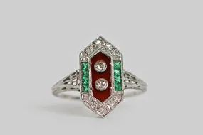 Art Deco Hexagonal Buttoned Up Ring