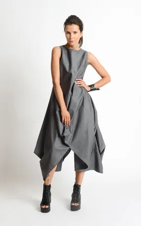 Asymmetric Sleeveless Gray Dress