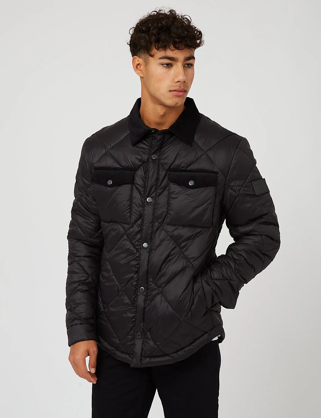 Barbour Shirt Quilted Jacket  - Matt Black