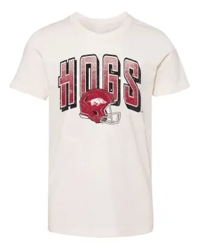 Children's Arkansas Razorbacks Helmet Fade Off White Tee