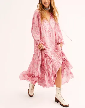 Feeling Groovy Maxi Dress in Pink Print