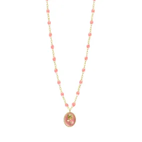 Fuchsia Rose Necklace, Yellow Gold, 16.5"