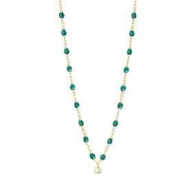 Gigi Supreme Classic 1 Diamond Necklace, Emerald, Yellow Gold, 16.5"