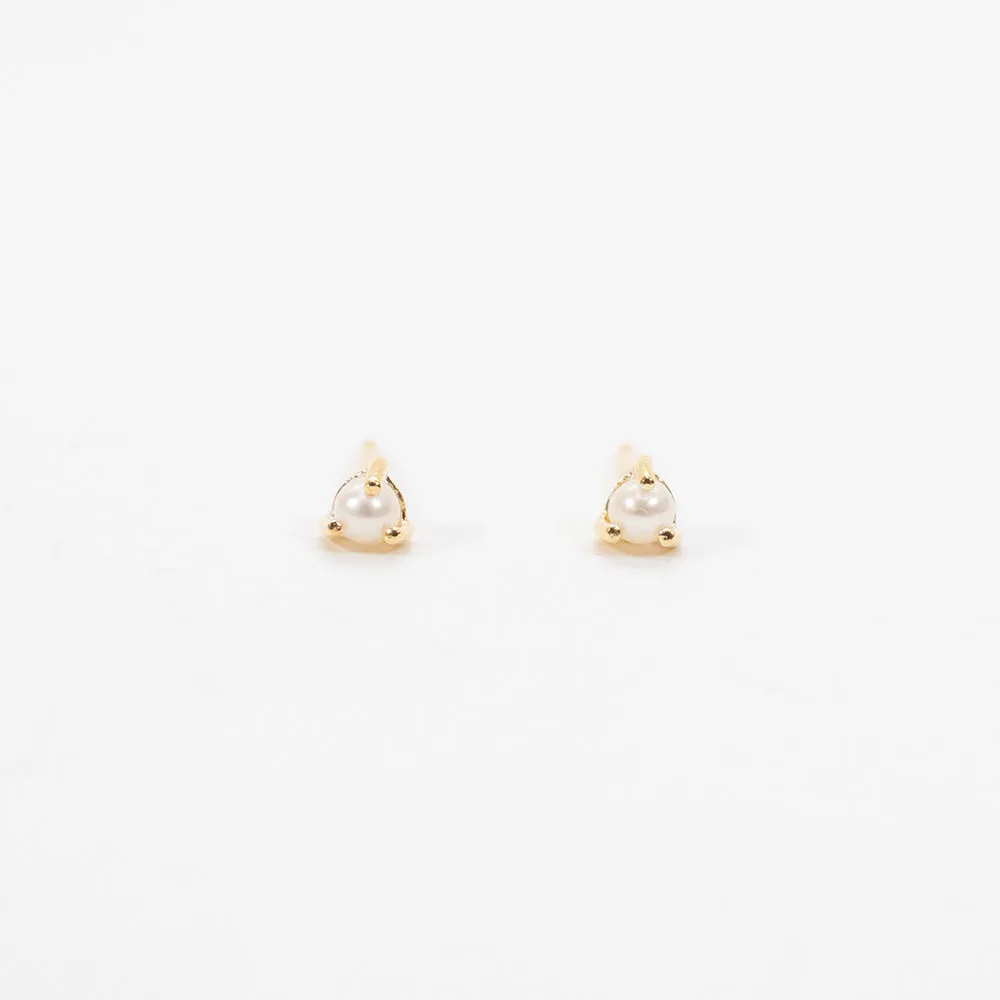 Gold Vermeil Prong Set Pearl Studs