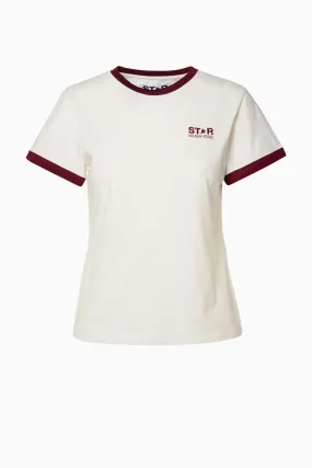 Golden Goose Logo Star T-Shirt - Heritage White/ Windsor Wine