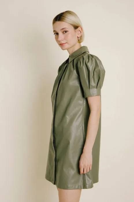 Sage Vegan Leather Dress