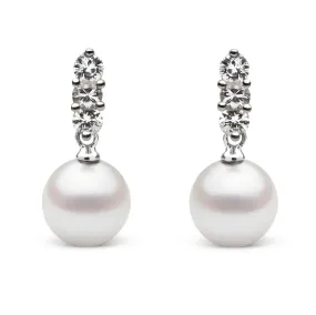 Trio Collection 8.0-8.5 mm Akoya Pearl and Diamond Earrings