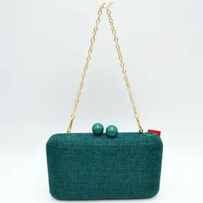 Woven straw clutch bag - green